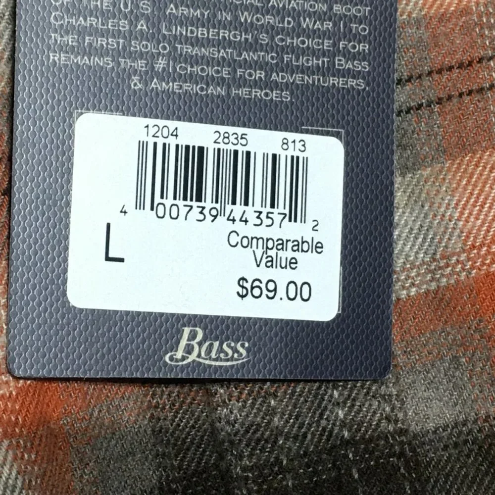 G.H. Bass & Co. Long Sleeve Plaid Button Up Shirt, Men's Size L - Orange/Brown - Picture 3 of 8